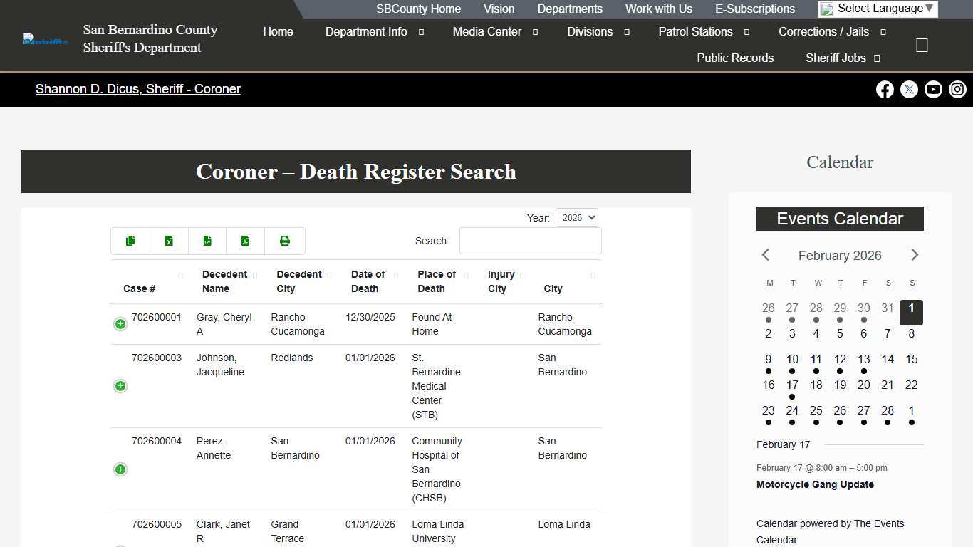Death Register Search – San Bernardino County Sheriff's Department